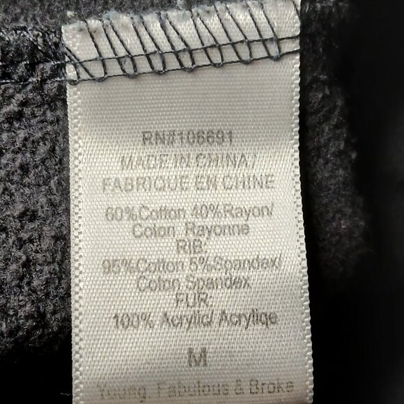 Young Fabulous & Broke On The Road Bella Faux Fur Sleeve Sweatshirt Medium - Picture 9 of 9